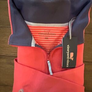 Vineyard Vines Jetty Red and Navy Half-Zip